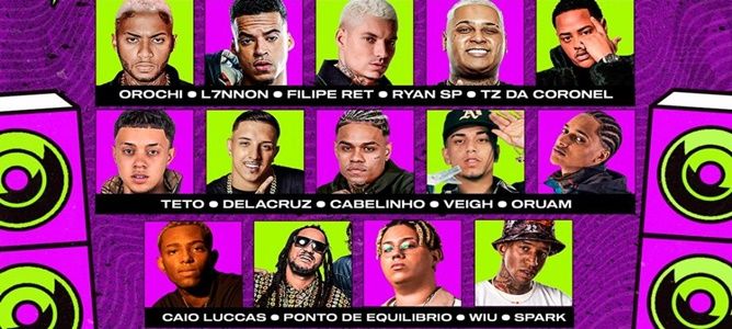Festival Hit Salvador com Filipe Ret, L7, Cabelinho, Orochi, Veigh, Caio Luccas, MC Ryan, Oruam, TZ da Coronel, Teto, Wiu, Spark, Ponto de Equilíbrio e Delacruz.